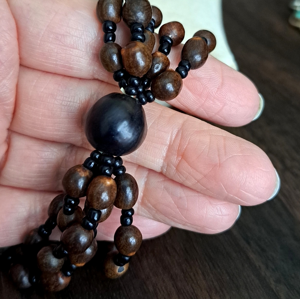 NEW WOODEN BEAD BRACELET STRETCH BROWN